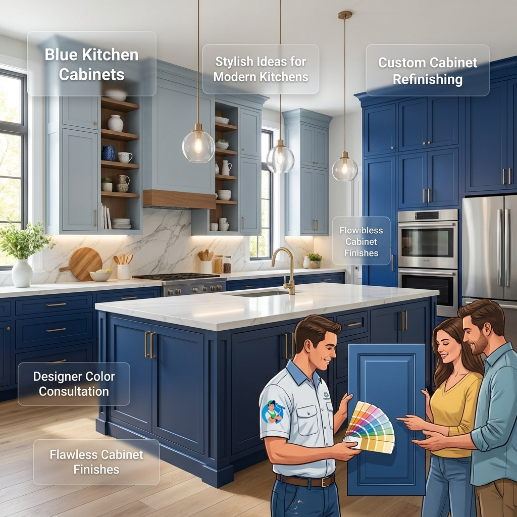 blue kitchen cabinets